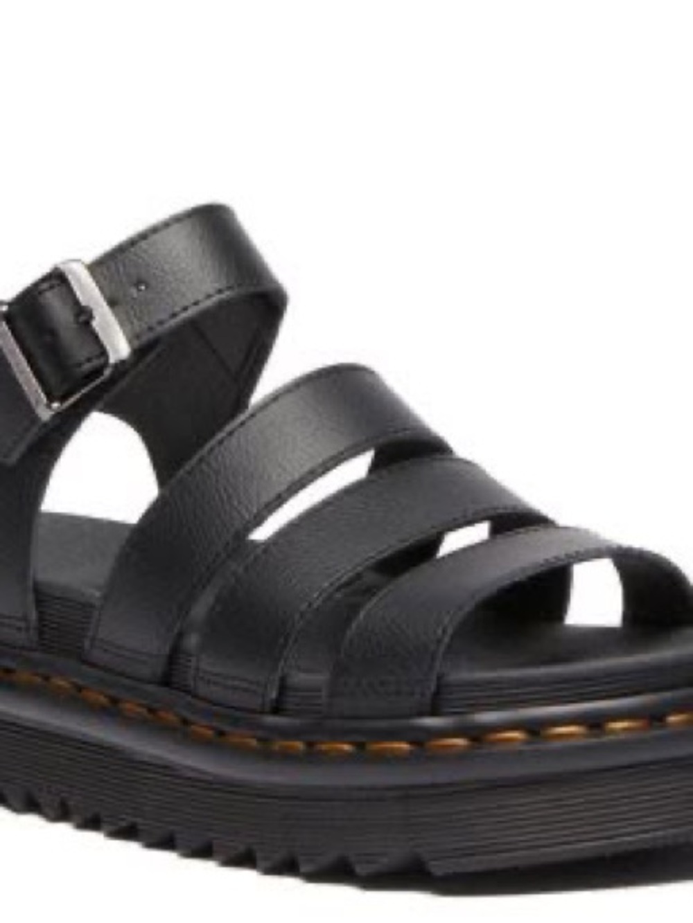 Dr. Martens Black Leather Platform Strappy Sandal